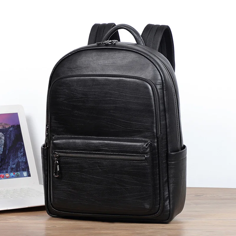 

Рюкзак AETOO мужской для компьютера, модный ранец большой вместимости, кожаный деловой