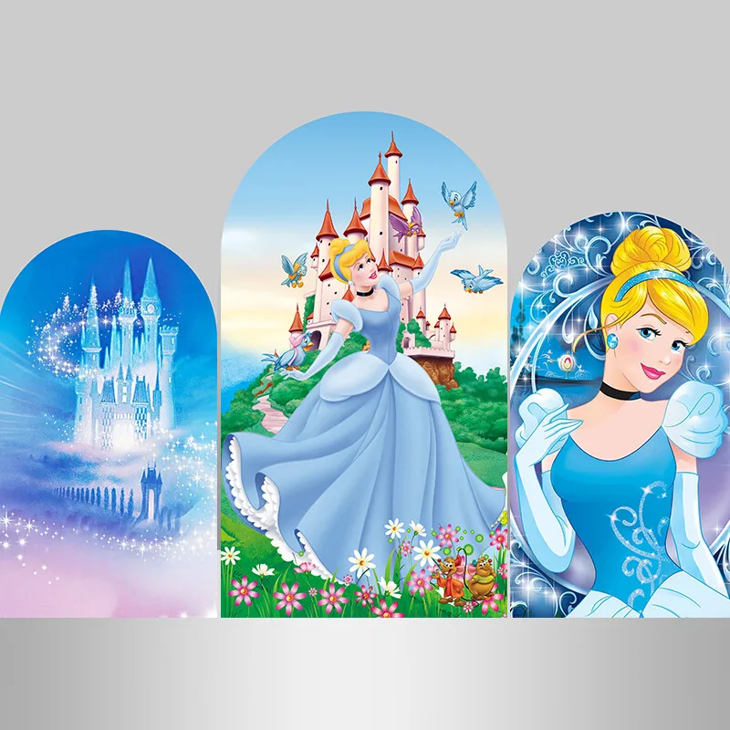 

Disney Princess Cinderella Arch Backdrops Castle Fairy Girls Birthday Party Decor Custom Background Banner Baby Shower Photocall