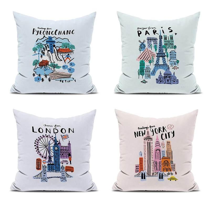 

Decorative Cushion Cover Travel World Couple Pillow Pillowcases for Pillows 45x45 Cushions Covers Pillowcase 40x40 Pilow Cases