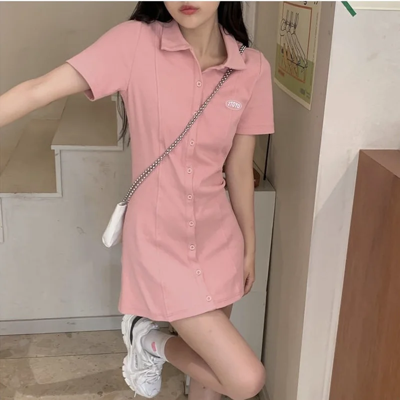 Женское короткое платье короткая розовая винтажная одежда рубашка чувственные