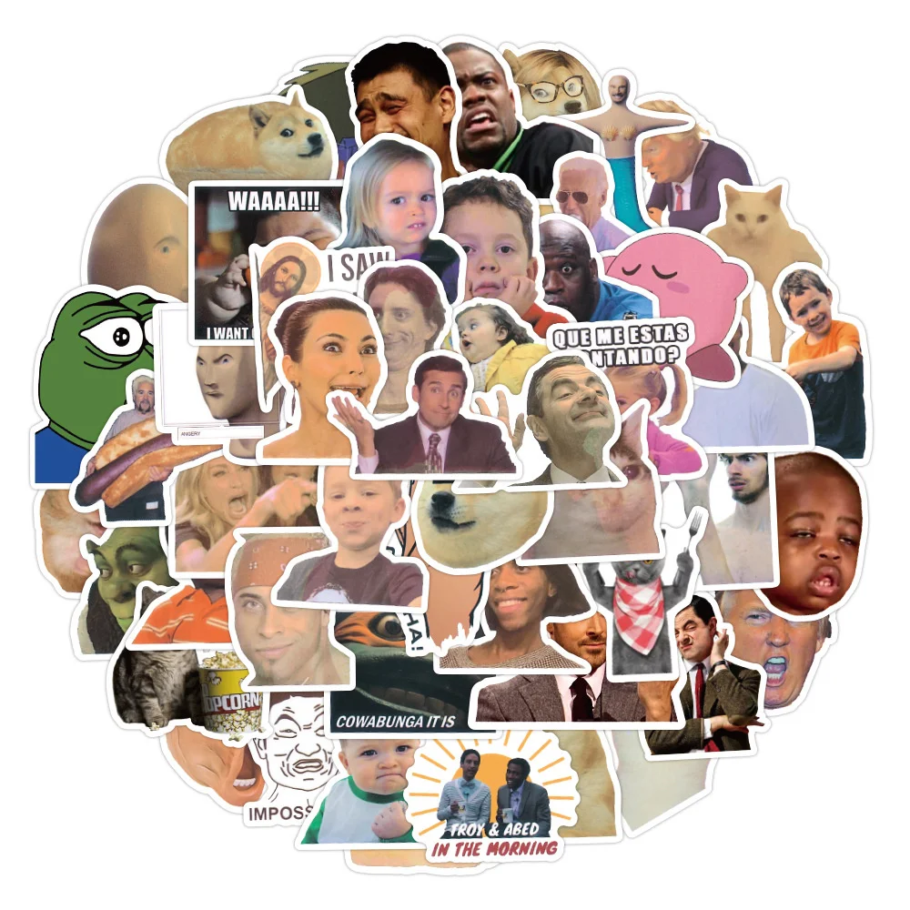 

10/30/50PCS Popular Funny Meme Stickers To Decorate Luggage Laptop IPad Journal Mobile Phone Case Waterproof Stickers Wholesale