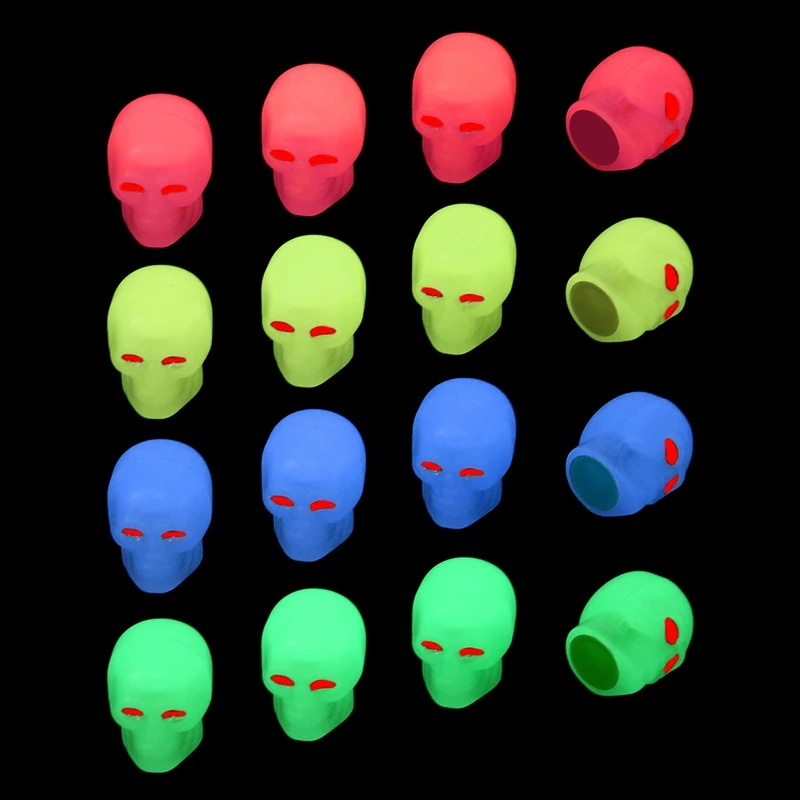 

4pcs/set Universal Style Car Skull Anti-rust Motorcycle Wheel Luminous Tires Valve Stem Caps Airtight Covers Drop Shipping