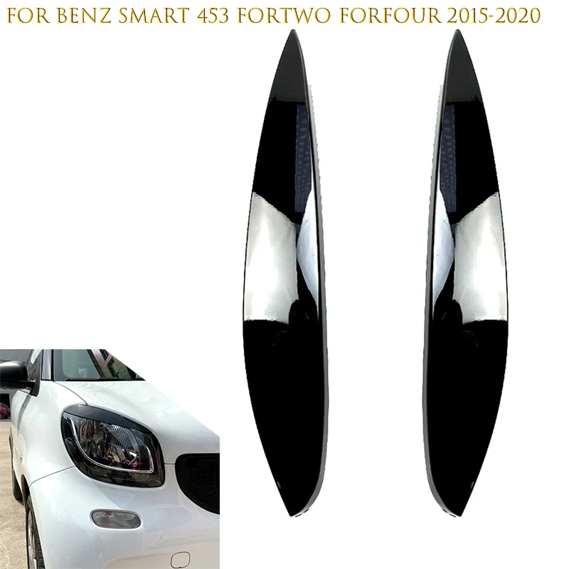 Купи Car Headlight Eyebrows Headlamp Eyelid Cover Stickers Trim For Benz Smart 453 Fortwo Forfour 2015 2016 2017 2018 2019 2020 за 922 рублей в магазине AliExpress