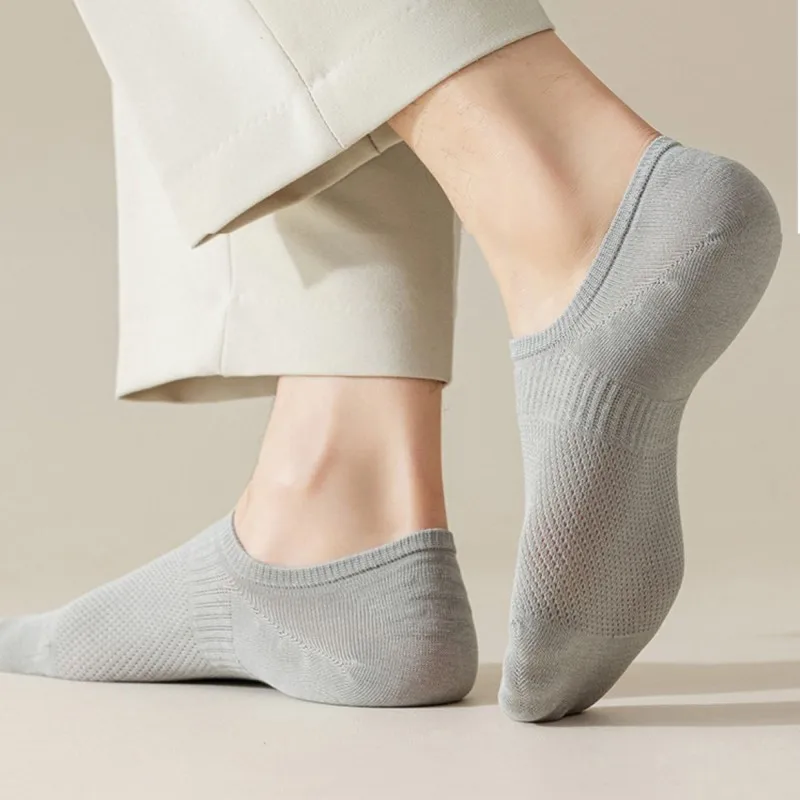 Men's Socks Summer Thin Mesh Shallow Mouth Cotton Ankle Socks Simplicity Solid Color Breathable Low Barrel Leisure Stockings Man