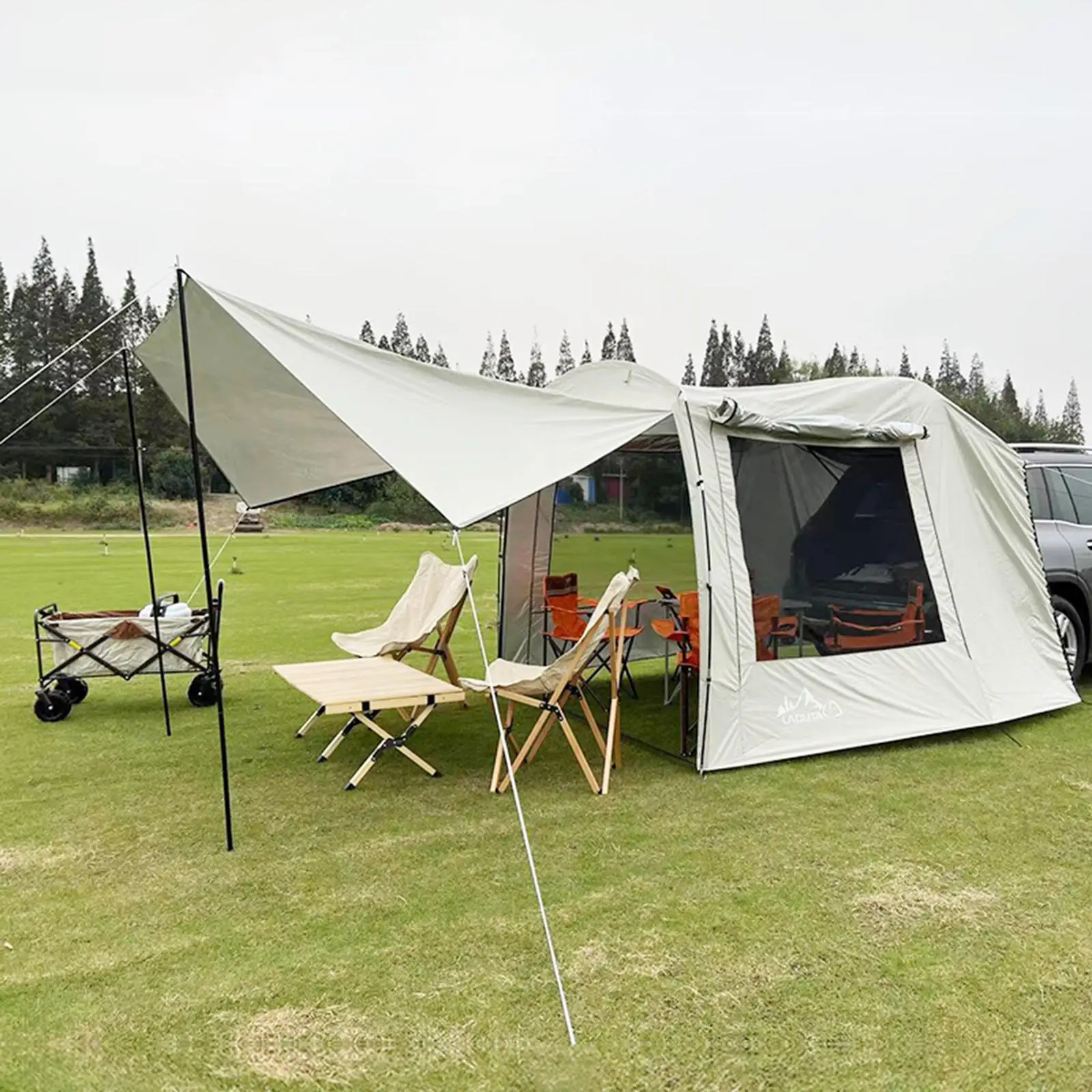 

Metal Folding Awning Rear Garage Outdoor Side Tailgate Sheet Retractable Inflatable Camping Top Car Roof Tent For Sale