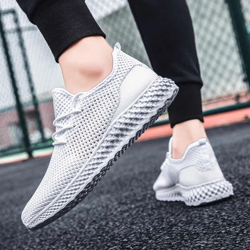 

Men Lightweight Sneakers Breathable Casual Shoes Mesh Sneaker Hollow Out Fashion Walking Shoes Men Shoes White Zapatillas Hombre