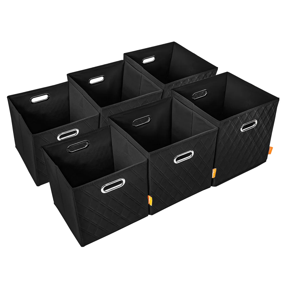 20 Gallon Fabric Storage Bins with Dual Handles, Black, 6 Count  Storage Organizer  Storage Drawers