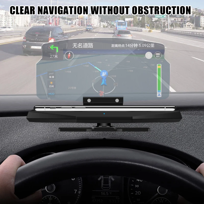 

2021 2-in-1 Universal Car HUD Phone Navigation Image Reflector with Wireless Charging Function