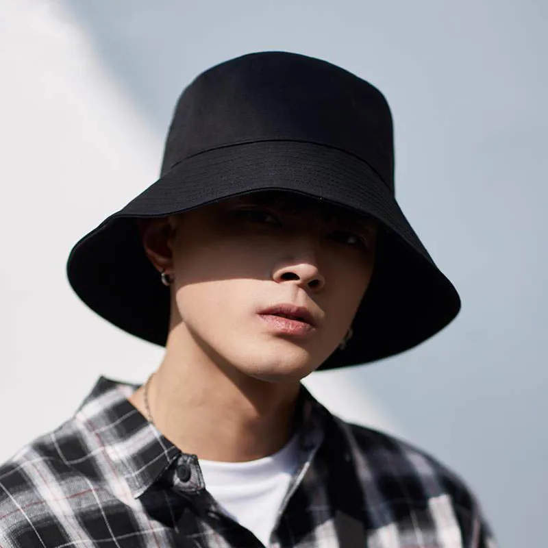 Black White Solid Bucket Hat Unisex Bob Caps Hip Hop Gorros Men women Summer Panama Cap Beach Sun Fishing boonie |