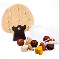 wooden toys baby diy toy cartoon forest stringing threading wooden beads toy montessori educational for kids 3 4 5 6 year old bo