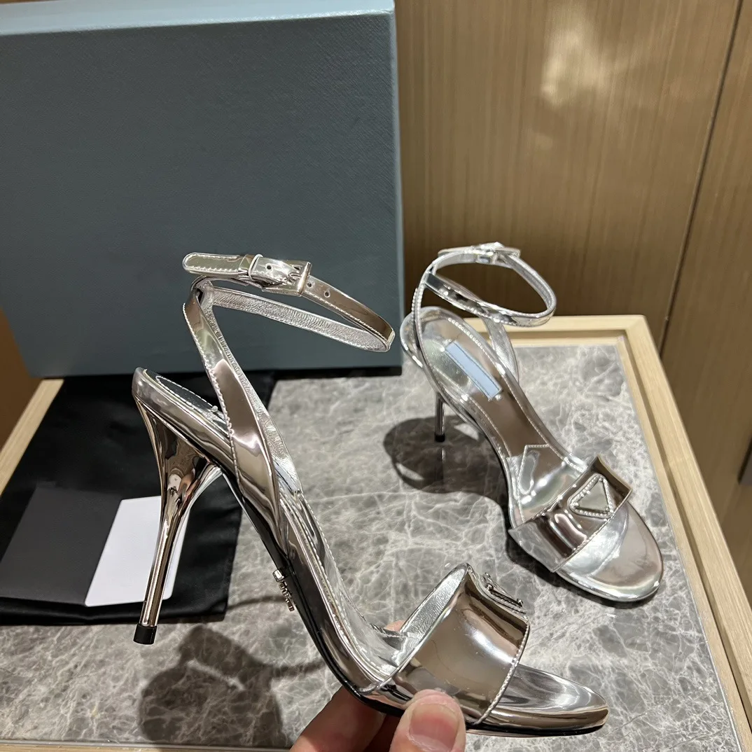 

Patent Leather Heels Party Stilettos Summer Chaussures Femme Sexy Sandalias Brand Design Women Shoes Buckle Strap Sandals 2023