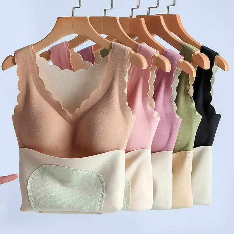 

Tops Winter Padded Clothes Bra Thermal Warm Lifter Thermo Sleeveless Hot Underwear Women Body Vest Soft
