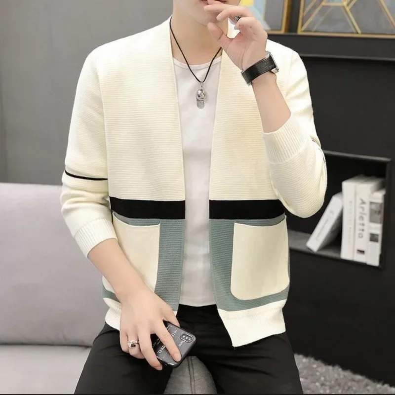 Вязаный кардиган для мужчин осень и зима популярная корейская одежда пальто