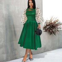 dress new sexy round neck hollow wave point perspective long sleeved large swing party dresses female sexy dress 2022 summer