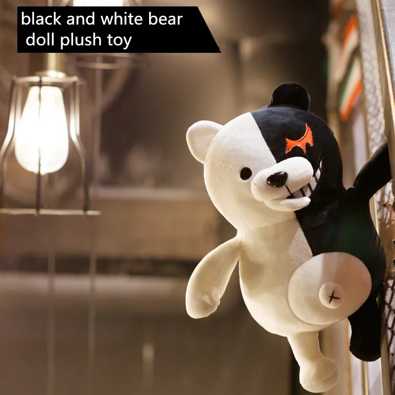 

Anime cartoon black and white bear doll 35CM cute and funny plush soft stuffed doll Christmas toy birthday gift