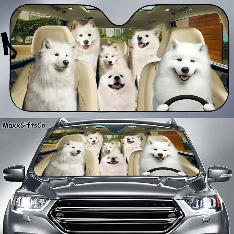 Samoyed автомобильный солнцезащитный козырек самоид лобовое стекло семья собака
