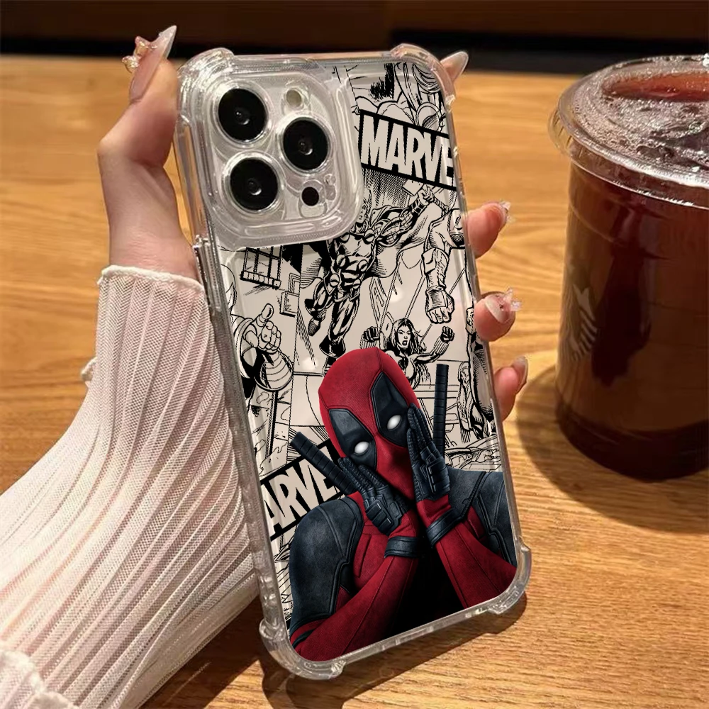 Забавный чехол для телефона Deadpool Marvel iPhone 16 15 14 Plus 13 12 Mini 11 Pro Max X Xs XR 7 8 Мягкий