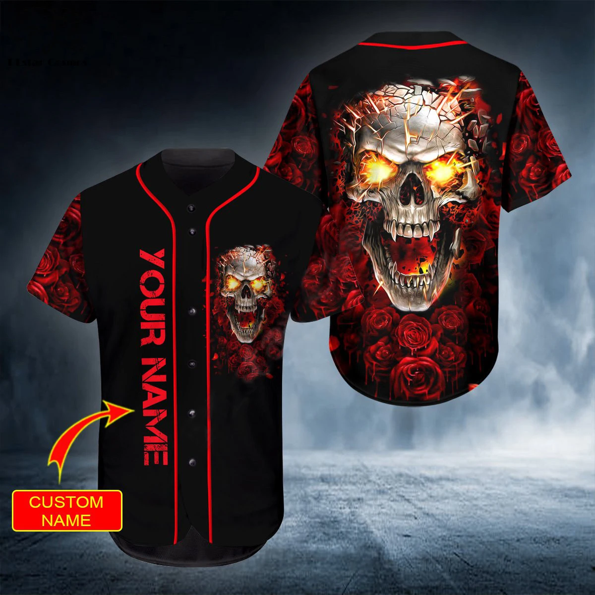 

New Summer Men Customize Your Name Baseball Jersey Ghost Skull 3D Print Baseball Jersey Harajuku Street Casual Sports Shirt Tops