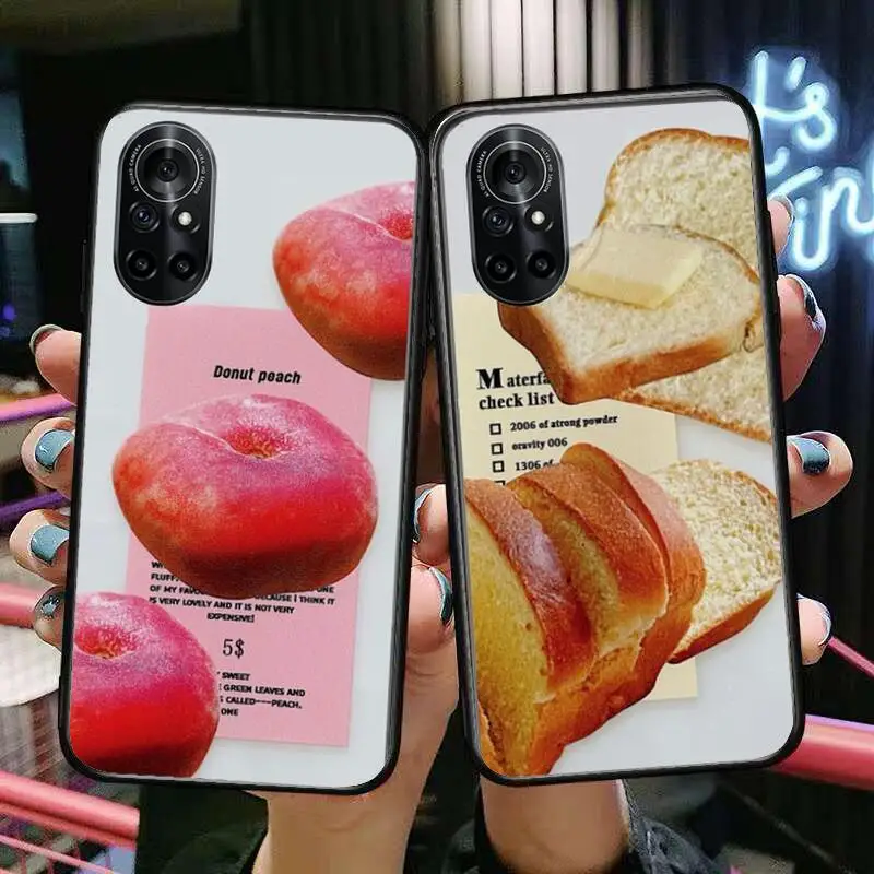 

Butter bread cute Clear Phone Case For Huawei Honor 20 10 9 8A 7 5T X Pro Lite 5G Black Etui Coque Hoesjes Comic Fash design