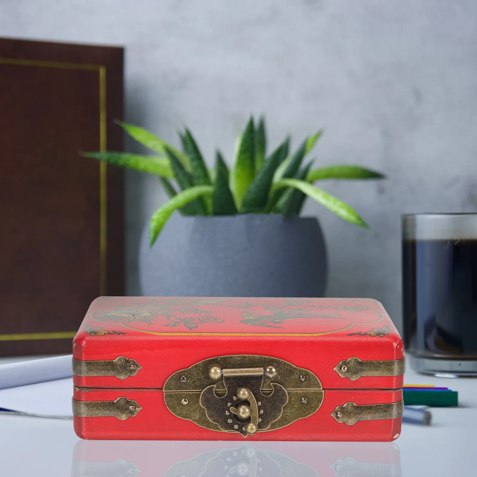 

Jewelry Box Earrings Sundries Box Vintage Desktop Jewelry Box Wooden Decorative Storage Box