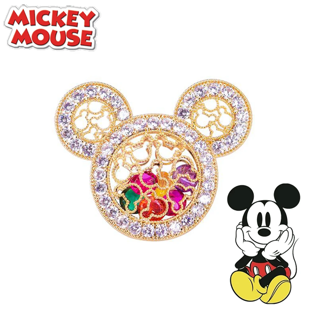 Disney Mickey Brooch Cute Mickey Head Hollow Design Lapel Pin Fashion Ladies Clothing Small Accessories Jewelry