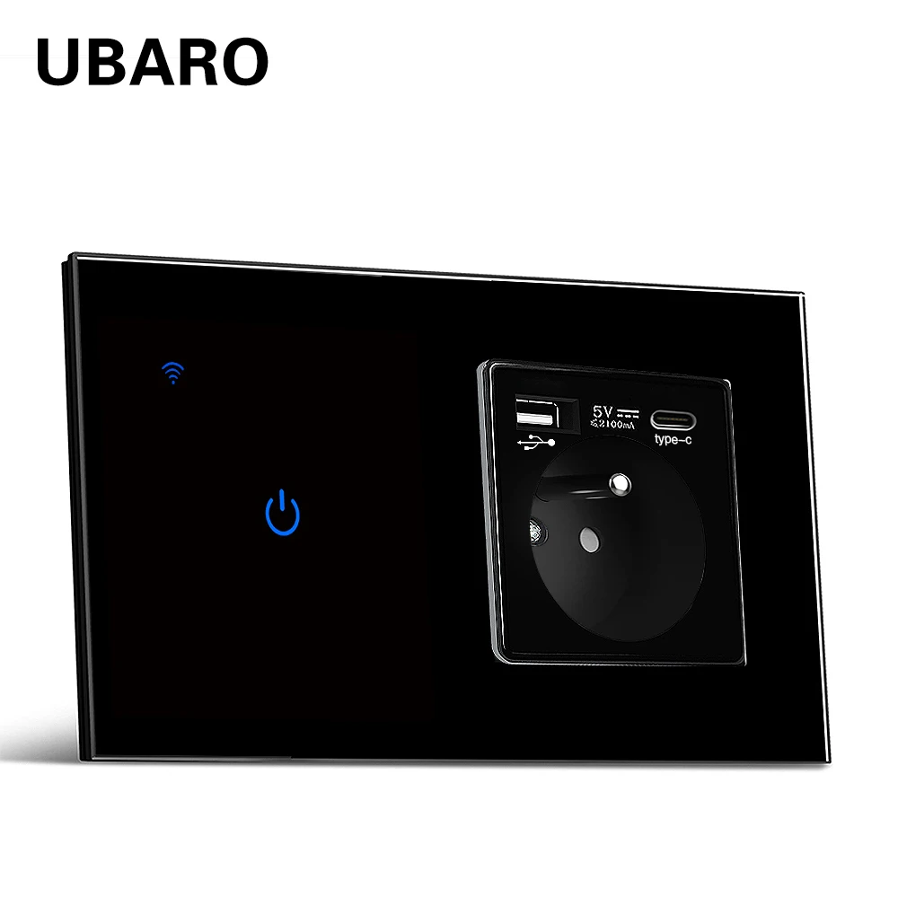 

UBARO Умная розетка Wi-Fi стеклянная панель