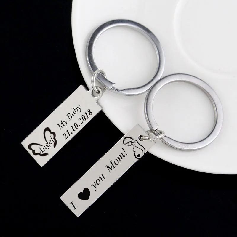 

Personalized Customize Engraved Tags Keychain Stainless Steel Can Custom Phone Number Text Name Pattern Design Keyring Polished