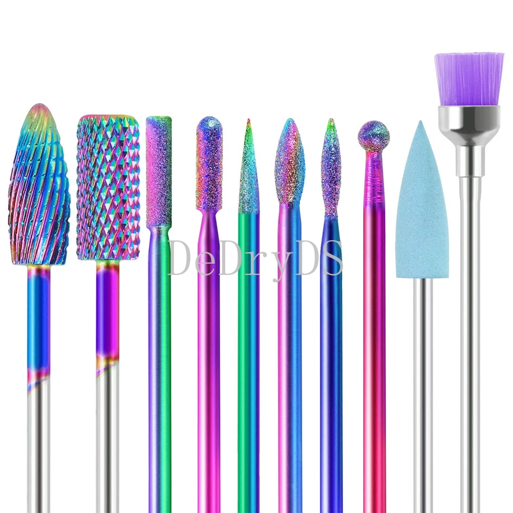 

10 In 1 Nail Drill Bits Sets 3/32" Tungsten Carbide Nail Files Electric Nail Drill Kit for Manicure Pedicure Set Wholesale Area