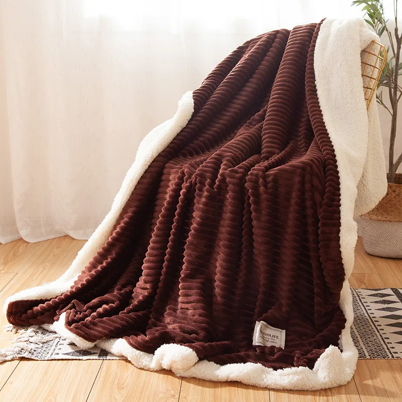 

Winter Thick Blankets Warm Cashmere Blanket Soft Throw On Sofa Cover Bed Cover Double Sided Solid Color Wool Blanket Bedspread