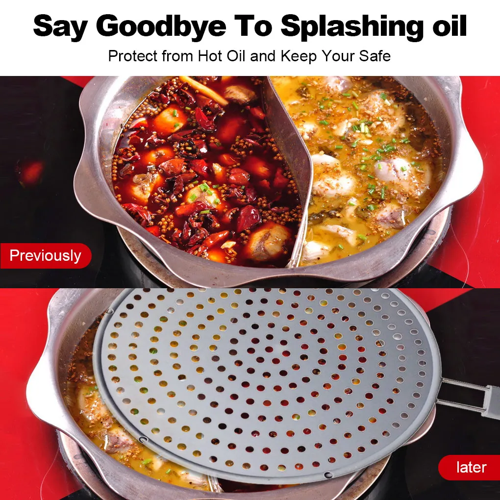 

Silicone Splatter Screen Mesh Heat-resisting Soft Comfortable Washable Grease Cover Kitchen Restaurant Frying Pan Lid Gadgets