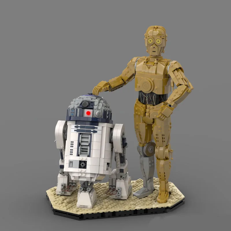 392 детали MOC R2-D2 и C3PO - Диорама, модель звездной битвы, строительные блоки, архитектурный конструктор, рождественские подарки, игрушка, подарок на день рождения, декоративный набор. (art.: 3920dcd53375d) - 3920dcd53375d