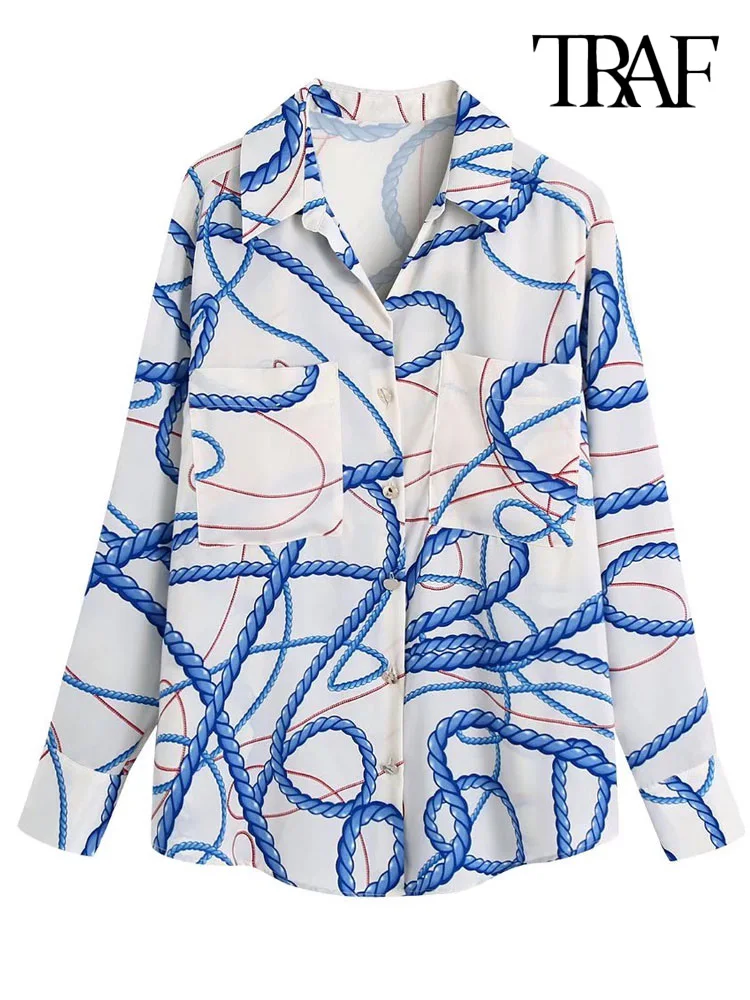 

Блузка женская с карманами и длинным рукавом, на пуговицах