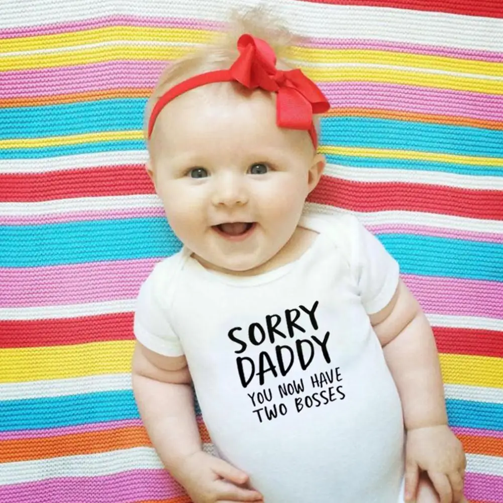 

Sorry Daddy You Know Have Two Bosses Baby Cotton Romper Clothes Jumpsuit Long Infant Boy Sleeve Girl Baby Cute E9L8