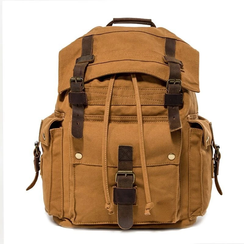 Vintage Backpacks Men &Women School Backpacks Men Travel Bag Large-capacity Leather Military Canvas Backpack Daily Bagpack