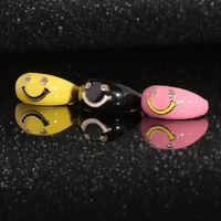 european and american new fashion jewelry enamel smiley face ring opening womens creative cartoon design valentines day gift
