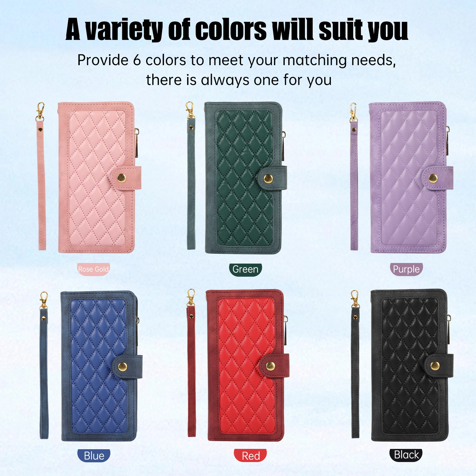 

Luxury Leather Zipper Flip Wallet Case For Samsung Galaxy A54 A34 A14 A53 S23 S22 S21 Plus Card Holder Stand RFID Bags Cover