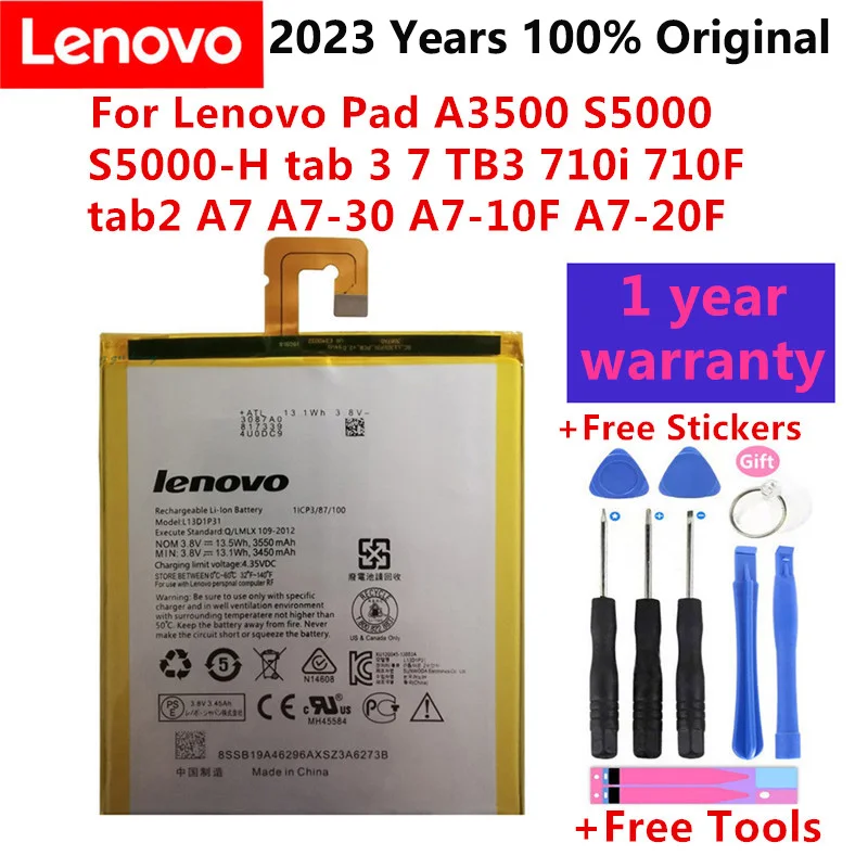 

New battery for Lenovo LePad S5000 S5000H Pad A3500 Tablet PC L13D1P31 tab 2 A7-30 Battery 3450-3550mAh + tracking number