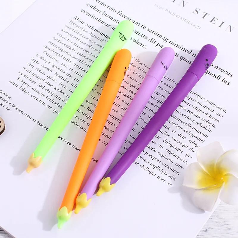 

New Cartoon Cute Aubergine Shape Signature Pen Student Creative Prizes Black Neutral Pen
