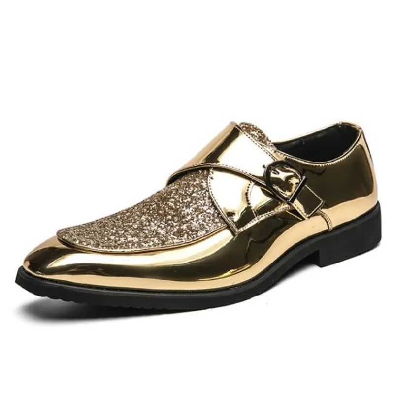 Shoes Men Casual Man Men's Summer Shine Gold Dress Patent Leather For Mens Moccasins Business Pointed Bussiness Luxury