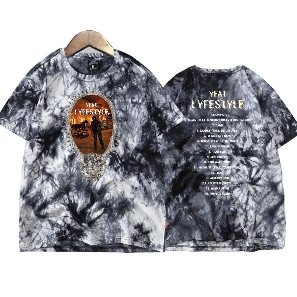 Yeat Lyfestyle Tour Tie Dye Shirts Man Woman Round Neck Short Sleeve T-shirt Fans Gift Tops