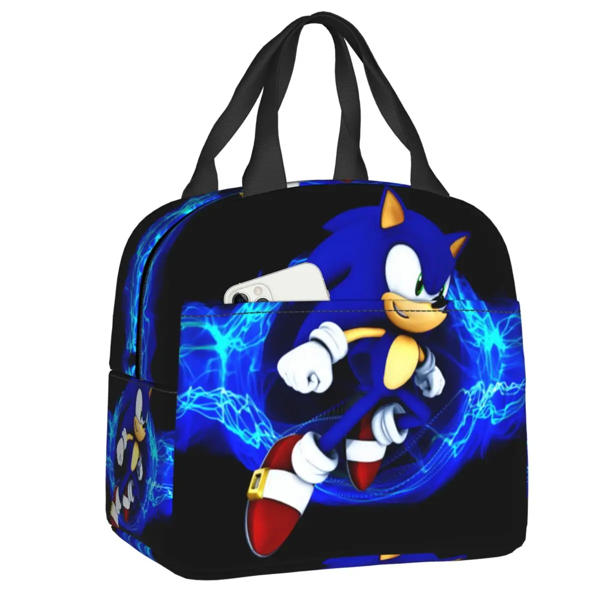 

Young Sonics Video Gaming Thermal Insulated Lunch Bag The Hedgehog Portable Lunch Tote for Kids School Multifunction Food Box