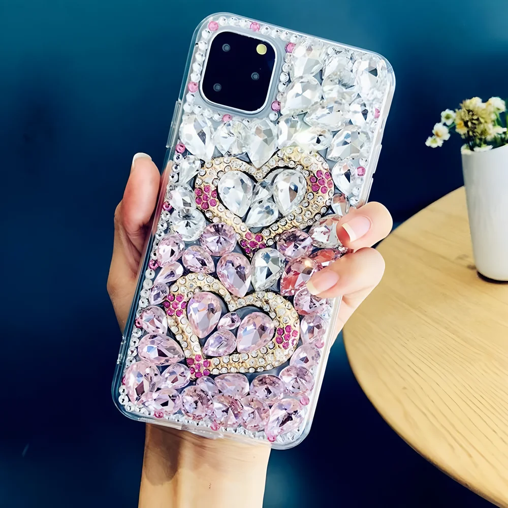 Buy Luxury Electroplate Plush Love Heart Wrist Bracelet Phone Case For iPhone 16 15 14 Pro Max 11 12 13 Pro Max X XS XR 7 8 Plus Soft Back Cover at