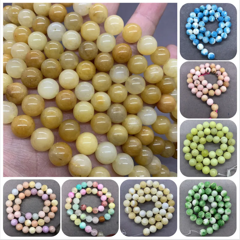 

Natural Colored Jade Spacer Beads For Jewelry Making loose bead DIY Accessories