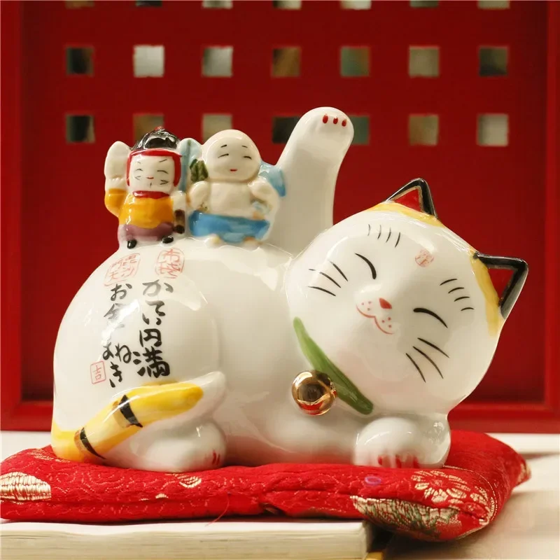 Японский Lucky Cat керамический орнамент Maneki Neko копилка Fortune украшение для дома