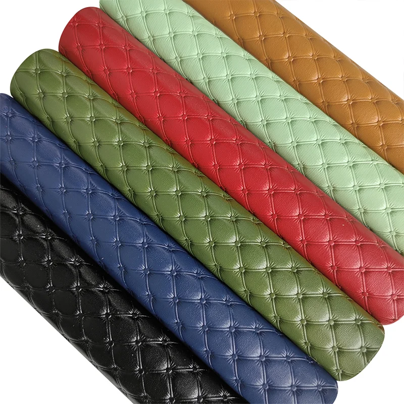 

Wholesale Sofa Diamond Grain Emboss Soft Artificial PU Leather Fabric for make Sofa Home Seat Gaming Chair 30*135cm