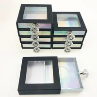 wholesale eyelash packaging factory empty square drawer box with handle and tray lash storage case