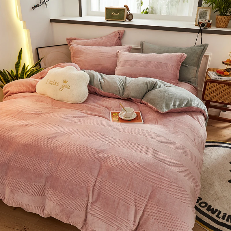 

Warm Fluffy Flannel Quilt Cover ,Three-dimensional Pineapple Soft Comfortable Thickening Pillowcas,Coral Velvet For Home Bedding