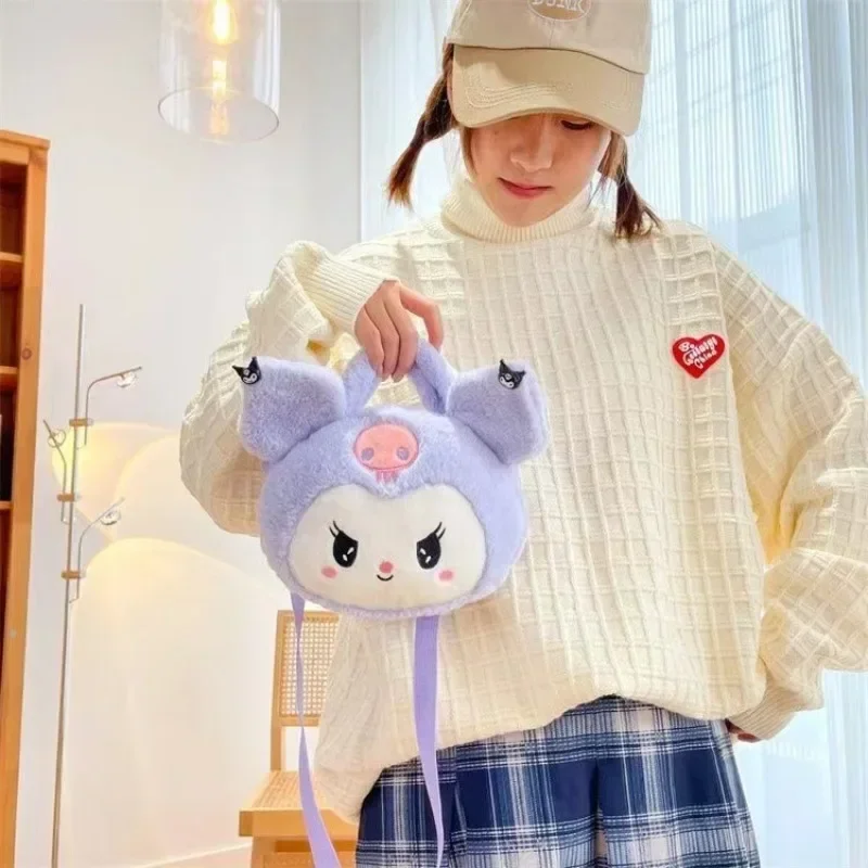 Sanrios мультяшный Коричный аниме Kawaii Kuromi Melody 23 см плюшевая сумка-мессенджер брелок