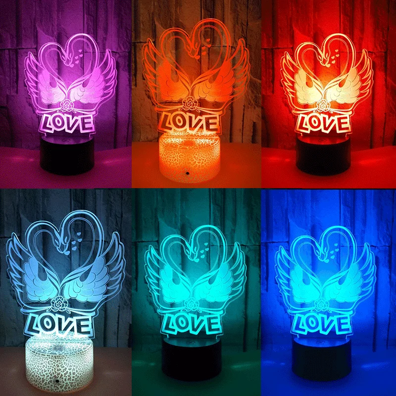 

Acrylic 3D Lamp Flamingo Acrylic Bedside Lamp Romantic Valentine's Day Sweetheart Wife's Gift Color Transform Home Decoration