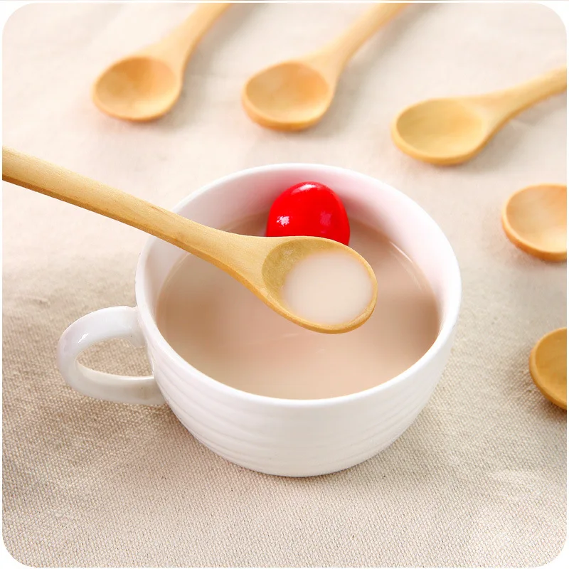 

5Pcs Solid Wood Spoon Small Wooden Soup Spoon for Eating Mixing Stirring Cooking Tea Honey Coffee Salt Sugar Spoon Kitchen Tool